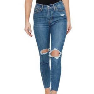 Levi's Wedgie Skinny Jeans Distressed Crop Ankle Length Women’s 27 Blue